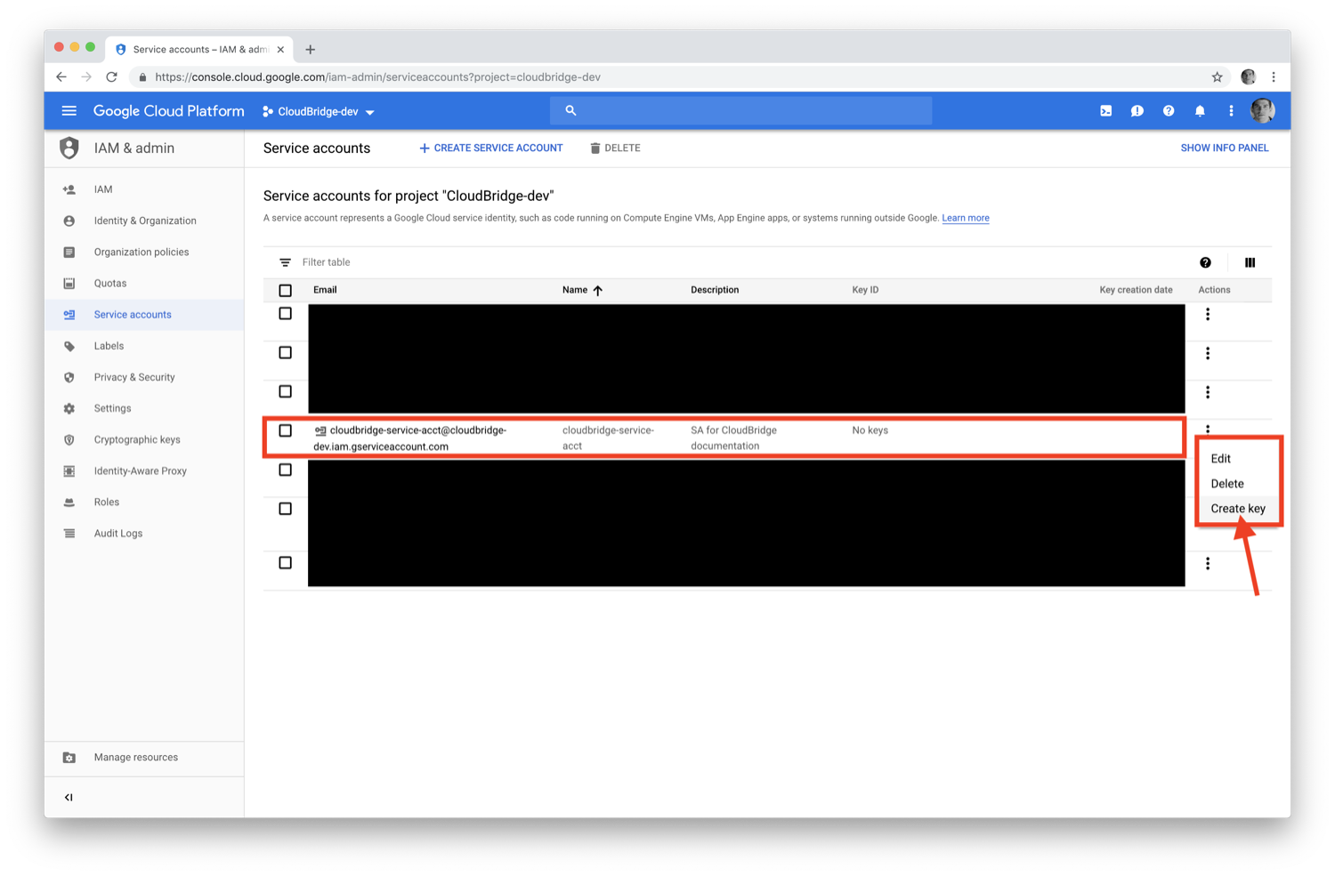 GCP Service Account key 1